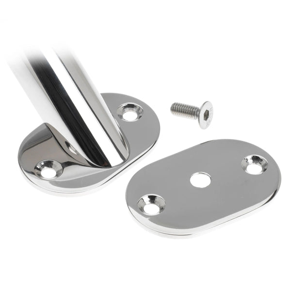 Roca, Oval monteringsskiva för grepphandtag, AISI 316 rostfritt stål, 46 mm hålavstånd, 64x42 mm, 3 mm tjocklek