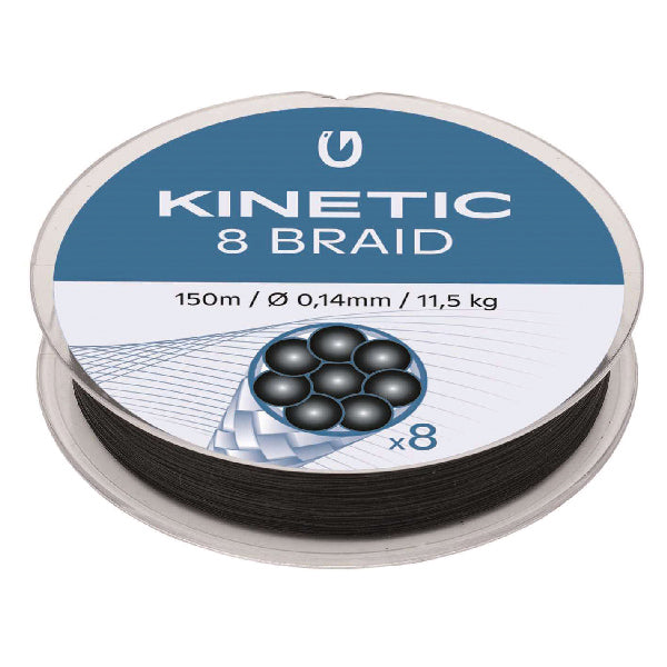 Kinetic, Cyber Braid 8, 150 m, 0,26 mm/20,6 kg, oval profil, svart