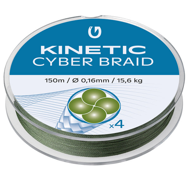 Kinetic, Cyber Braid 4, 0,14mm, 14,8kg, Dammig grön, 150m
