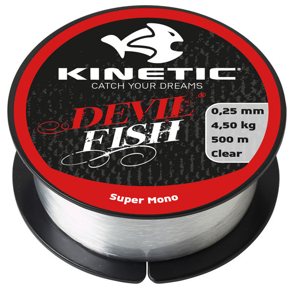 Kinetic, Super Mono Clear, 0,50mm, 225m, 17,3kg, Allround fiskelina