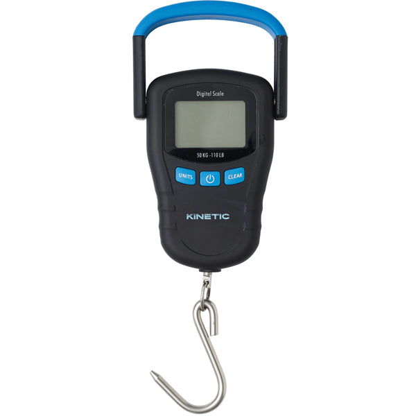 Kinetic, digital fiskevåg, max 50 kg med 100 cm måttband och krok i rostfritt stål
