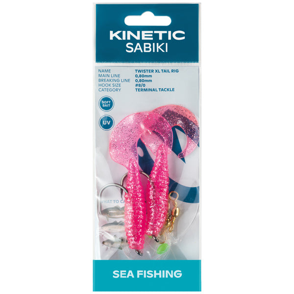 Kinetic, Sabiki Twister XL, rosa/silver, #8/0-krok, Ø 0,8 mm