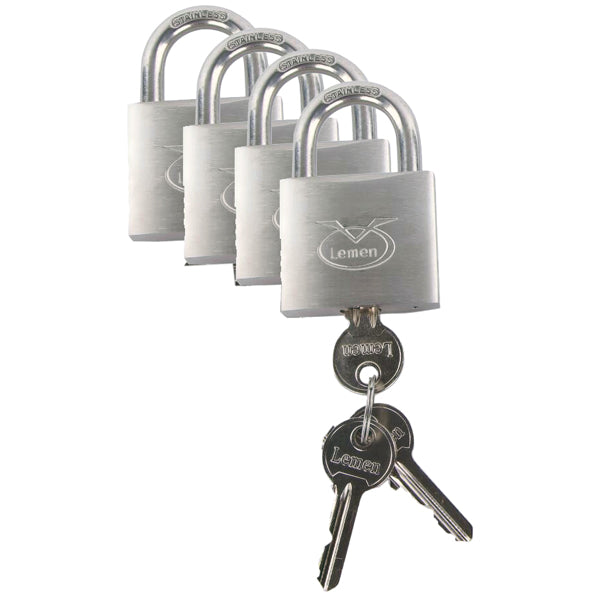 SeaTec, Hänglås LEMEN 30 mm, 4 st med 3 huvudnycklar, 4 stift