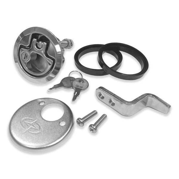 Roca, vinklat dörrbeslag, låsbart, Ø76 mm, inkl. distanser och nycklar