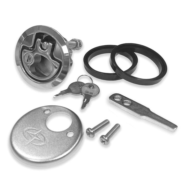 Roca, Låsbart dörrbeslag, Ø76 mm, Rostfritt stål, Passar för paneltjocklek 2,0 - 22,5 mm