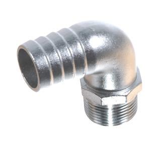 1852, Slanganslutning 90°, extern. Gänga AISI 316, 1/2" x 20 mm