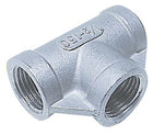 T-stykke 1 1/2" RF i AISI 316 rustfrit stål, set skråt fra siden