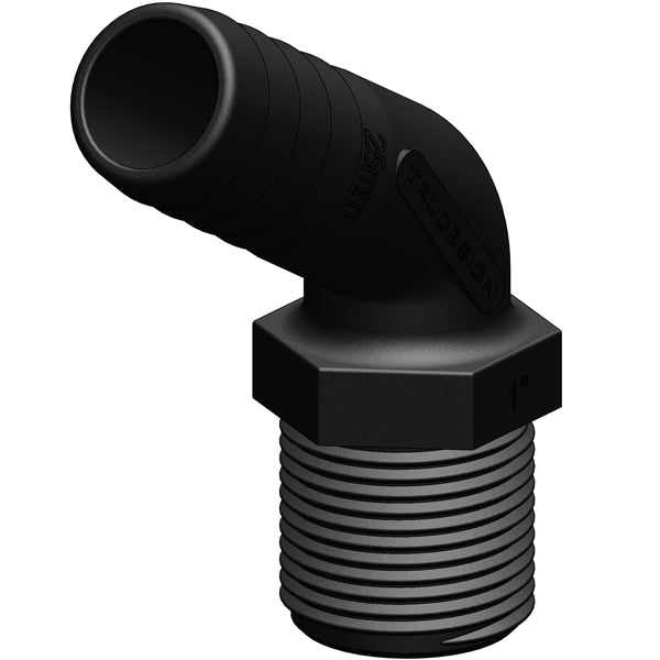 Trudesign, Slanganslutning 120° Komposit Svart 1 1/4" 32mm