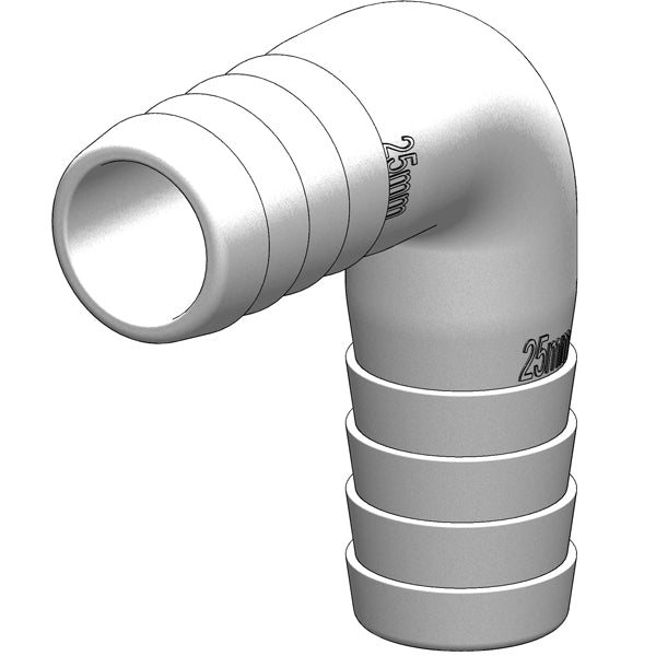 Trudesign, Armbåge 90° Vit 19mm, Glasfiberarmerad polymer