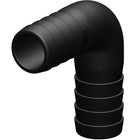 Trudesign vinkelstykke 90° i sort, set forfra med glatte overflader.