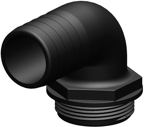 Trudesign, Aquavalve slangkoppling, 90° vinklad, 1 1/2" (38 mm), Svart