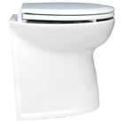 Jabsco deluxe 17" 12V ferskvandstoilet set forfra, med soft close-funktion.