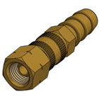 IGT gas quick connector med 1/4" gevind og Ø10mm slangestuds i detaljeret visning.