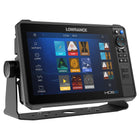 Lowrance HDS-10 PRO kombiinstrument vist forfra med skærm tændt.