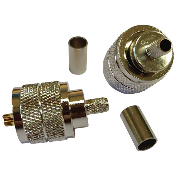 1852, VHF-kontakt PL259 för 6mm kabel, Crimp, 2-pack