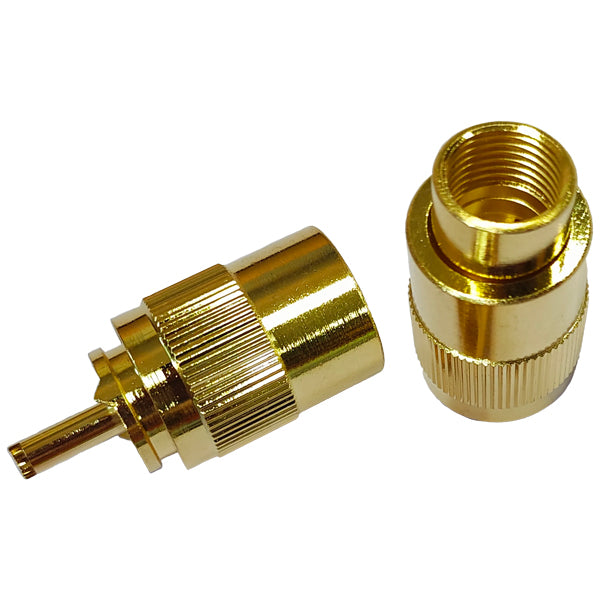 1852, VHF-kontakt PL259 för 10 mm kabel, guldpläterad, 2-pack