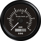 Kus GPS speedmåler 0-15 knob i sort, monteret på båd