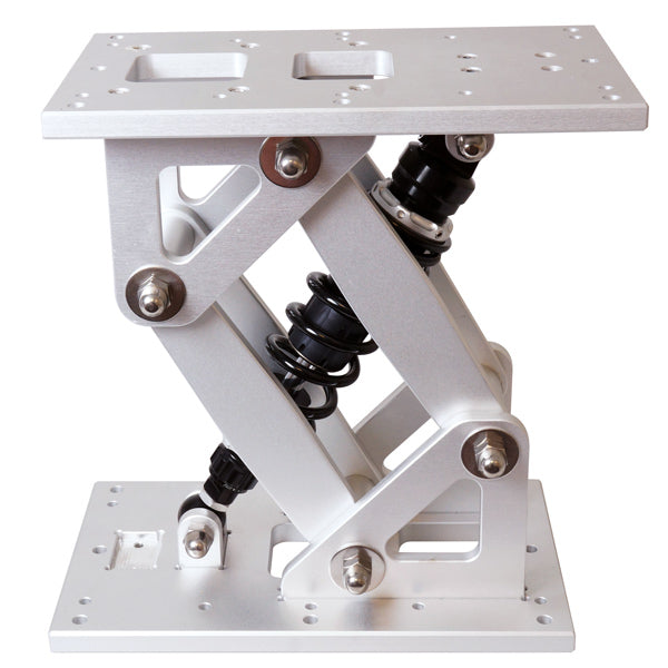 ESM, Stötdämparfot, Anodiserad aluminium med svart fjäder, Mono-gasstötdämpare 350 kg, 320/360 mm hög, 200 mm bred, 338 mm lång