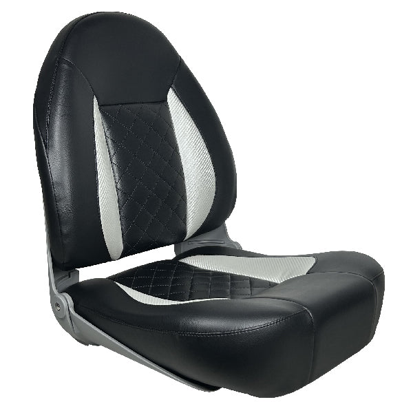 ESM, CP48 Hopfällbar båtstol, hög rygg, svart/ljusgrå, viktbegränsning 110 kg