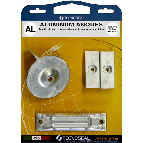 Tecnoseal, Aluminiumanodsats för Honda 40hp & 50hp, 41107-ZV5-000, 06411-ZV5-000, 41109-ZW1-003