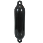 Dan-Fender 10x35” i sort med sort top, præsenteret på en båd
