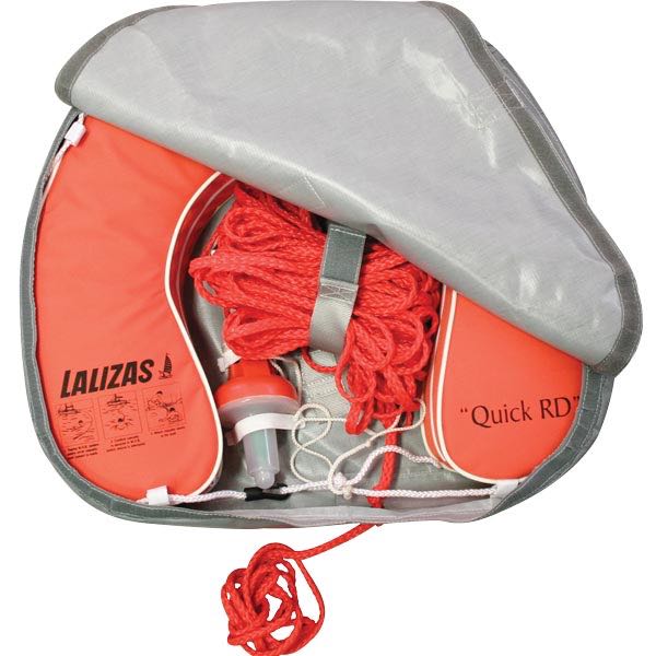 Lalizas, hästskosats med 30 m flytlina och SOLAS-godkänt nödljus, grå/orange