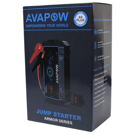 Avapow A9 Plus jump starter 12V, 2000Amp leveres med taske