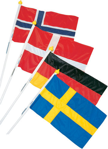 Adela, Fasadflaggset Danmark, 70 cm flagga, 130 cm stång, vit lättmetall