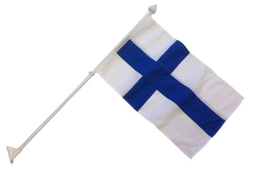 Adela, Fasad Flaggset Finland, Flagga 70 cm, Vit Ljus Metallstång 130 cm