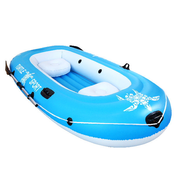 SeaTec, Uppblåsbar PVC-båt 240 cm med pump, åror & förvaringsväska, max 140 kg bärförmåga