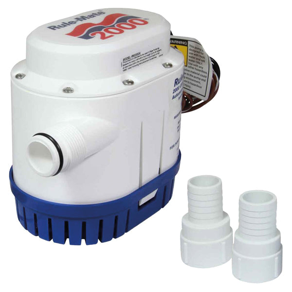 Regel, automatisk pump 2000 GPH, 7571 L/h, 12V, miljövänlig med nivåvakt