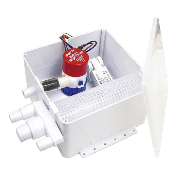 Rule, Avloppslåda med pump, 24V, 50 l/min, 19 mm, 285 mm lång