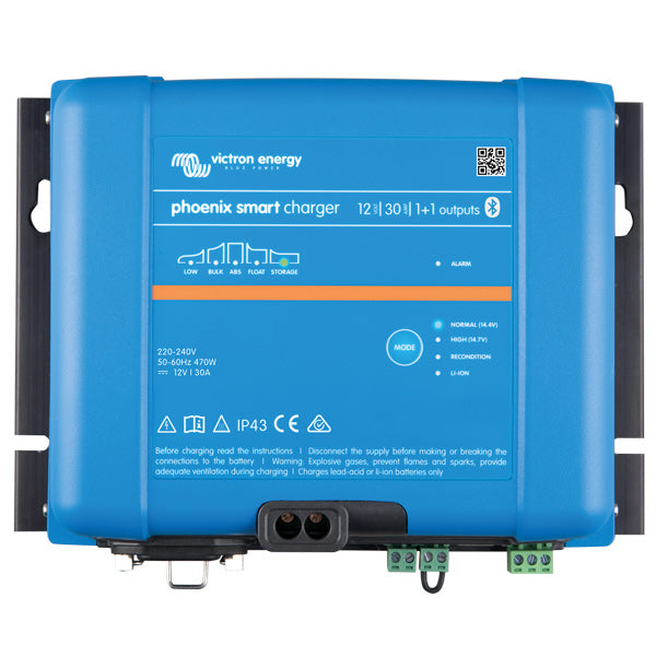 Victron, Phoenix Smart IP43 laddare, 12V / 30A, Bluetooth, 1+1 utgångar, tyst drift