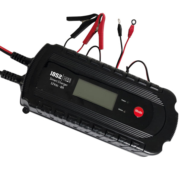 1852, Pro Smart Charger 12V / 8A, LCD-display, avsulfatering, universell batteriladdare