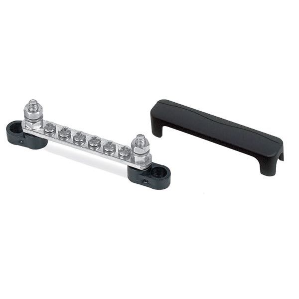 BEP, Elektrisk kopplingsplint med lock, svart, 2 in / 6 ut, 100 A, max 48 V DC / 300 V AC