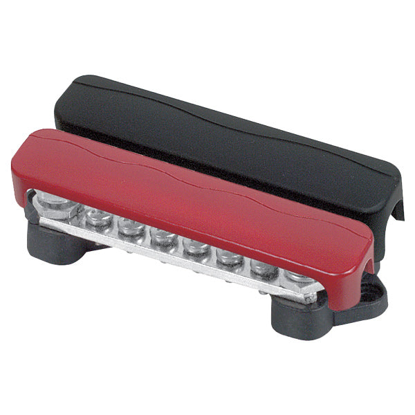 BEP, Dubbelkopplingsblock 2x2 in / 6x6 ut, 100 A, 113 mm, Svart/Röd