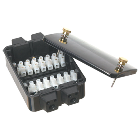 SeaTec, Stänksäker elektrisk kopplingsplint, 8-trådig, IP67, Svart