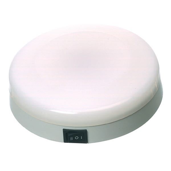 SeaTec, Taklampa utanpåliggande, vit plast, 12 V, Ø: 140 mm, med rött nattljus