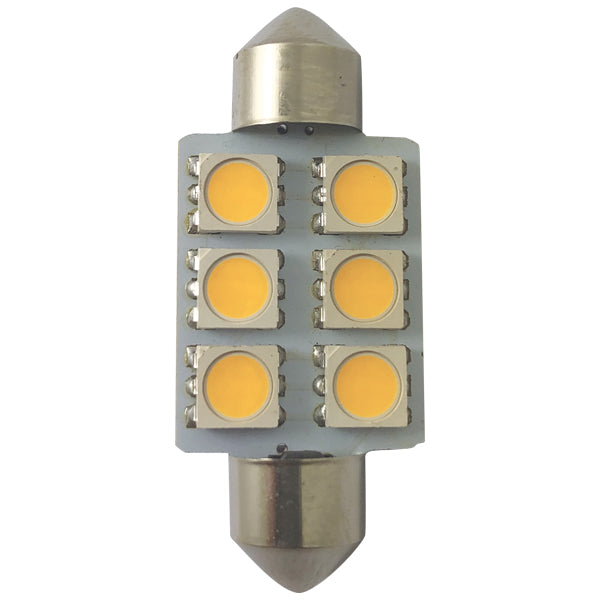 1852, LED-pinolglödlampa 37mm, 10-36Vdc, 2 st, 1,2 W, 2700K, 80 lumen, Varmvit