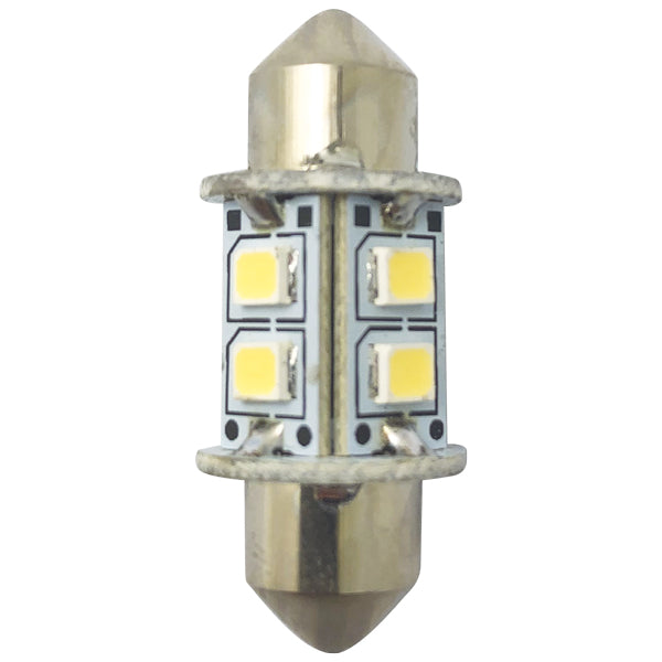 1852, LED Pinol-lampa, kallvit, 31mm, 2 st, 10-36V, 6000K, 0,8W