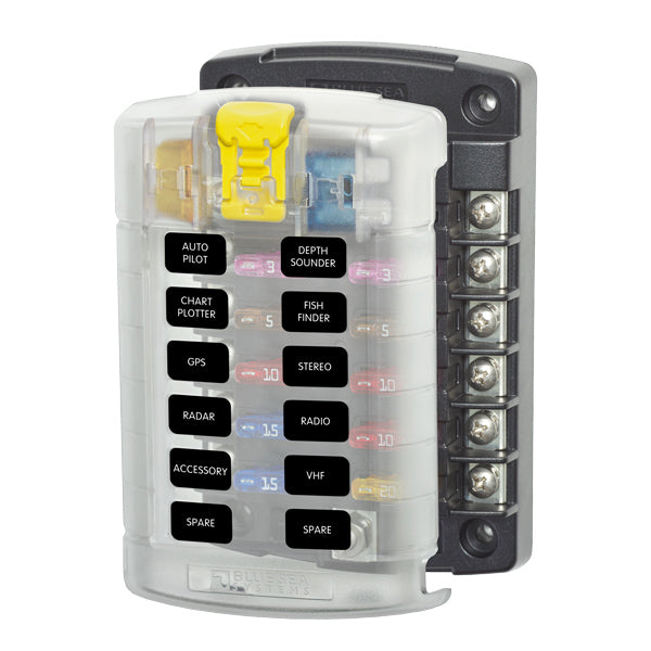Blue Sea, Säkringshållare ATO/ATC, plats för 12 säkringar, 30 A, 100 A, 84,2 mm x 132,8 mm