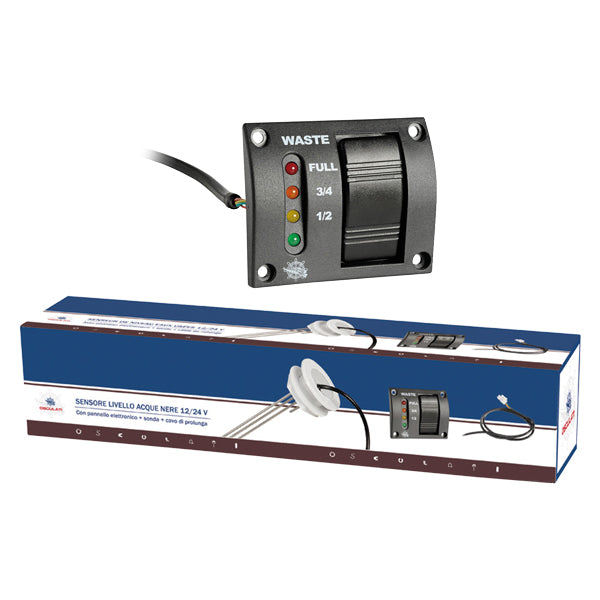 SeaTec, Panel med LED-indikatorer och sensorer för 15/55 cm tankar, 12/24V, 4 m kabel