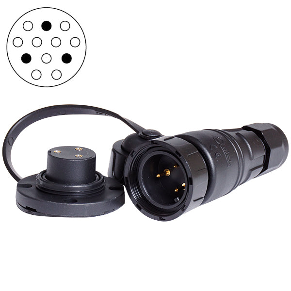 Snabb, däckkontakt 3-polig, max 12 A, IP67