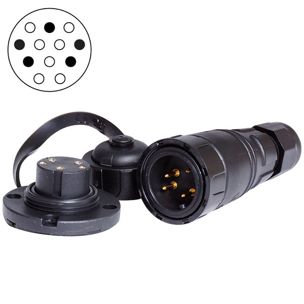 Quick, däckkontakt 5-polig, max 12 A, IP67, guldpläterade kontakter