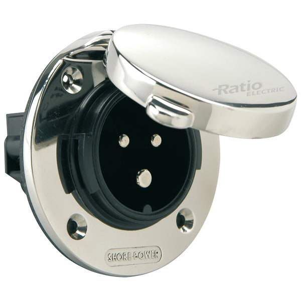 Ratio, Landströmsanslutning med Easylock, rostfritt stål, 250V 16A