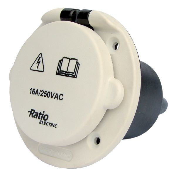 Ratio, Landströmsanslutning (hane) med Easylock-lock, glasfiber/Nylon, 250 V - 16 A