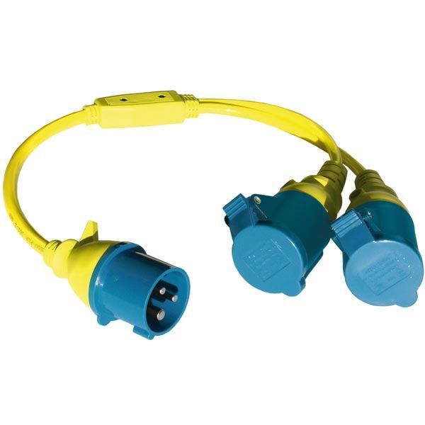 Ratio, Adapterkontakt CEE-hane / 2 x CEE-hona, 16 A, 250 V, vattentät PUR