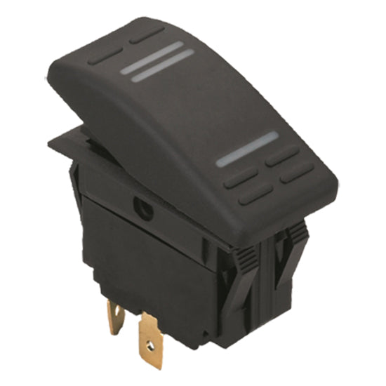 SeaTec, vattentät 6-polig On/Off/On-kontakt med LED, 12V, max 15 Amp