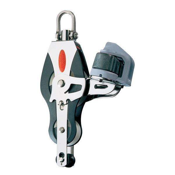 Ronstan, Violinkloss med svivel, hundtand och fröspår, Serie 40, 125 kg max dragkraft, 400 kg arbetsbelastning, 1000 kg brohållfasthet, 40 mm skivdiameter