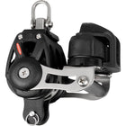 Ronstan Orbit Tri. blok med sv, frølår og hunds, set fra siden.